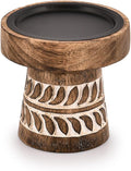 Kimona Candlestick Holders Round Turned Candle Holders for Candles Farmhouse Decorative Candelabras for Table Centerpiece & Home Décor (4" x 4" x 4")