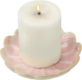 uxcell Candle Holder Plates, 4 Inch Ceramic Candle Tray Tealight Incense Holder Dish Candlestick for Tea Light Aromatherapy Wedding Rustic Vintage Home Decor, Sunflower Clear Pink