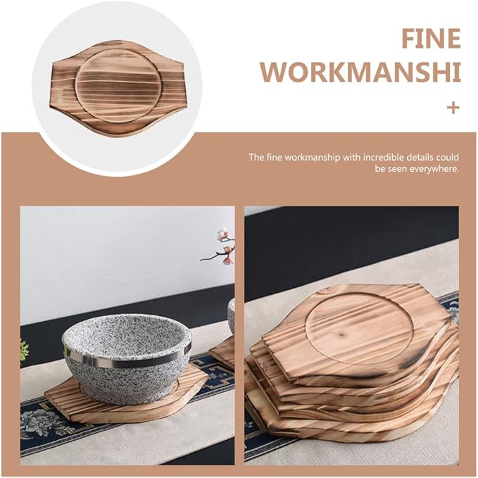 BESTOYARD 10 Pcs Stone Pot Holder Wood Underliner Skillet Casserole Holder Wooden Underliner Trivet Hot Pads for Kitchen Wooden Pot Base Sturdy Pot Mat Korean Stone Tabletop Cork Desktop Tub