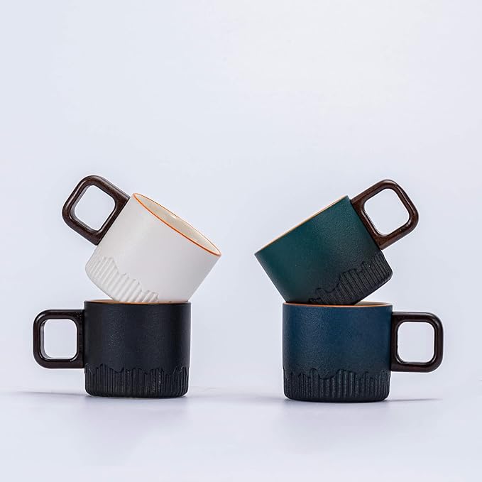 Espresso Cups Set of 2, 2 oz Ceramic Espresso Cups, Demitasse Cups for Tea or Coffee (White)