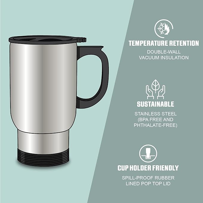 Jakarta Skyline Steel Mug, Asia Skyline 14oz Travel Mug with Handle & Lid Custom Travel Tumblers, Gift For Birthday, Spill Resistant Tumblers for Women, Personalized Tumbler