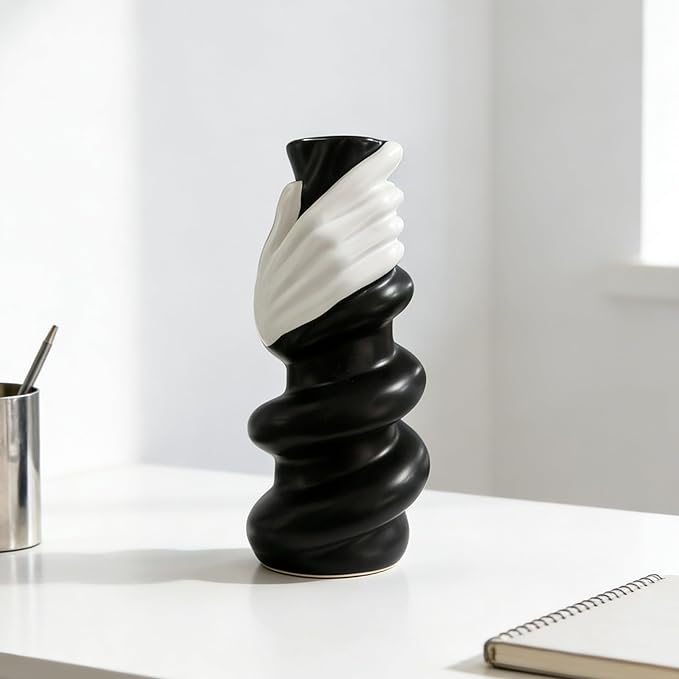 Unique Vase - Artistic Ceramic Vase for Modern Home Decor, Handcrafted Table & Entryway Decor, Wabi Sabi & Nordic Style Aesthetic Home Decor Sculpture