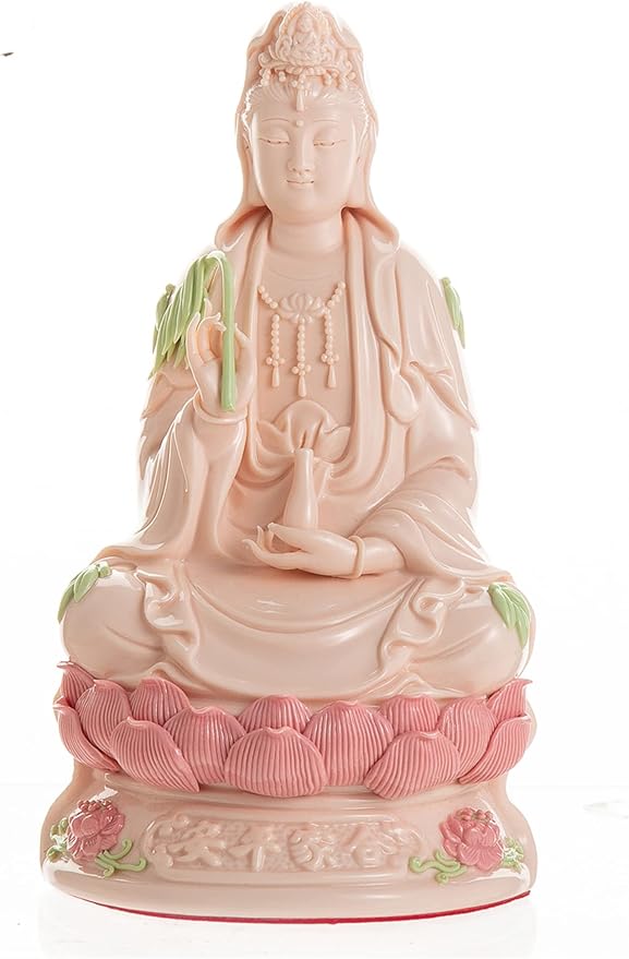 Top Ceramic Guan Yin Statue - Handmade Quan Yin, Kwan Yin, Quan Am, Kuan Yin for Meditation Altar, Female Buddha Statue - Goddess of Mercy and Compassion, Chinese Decor, Chinese Gifts