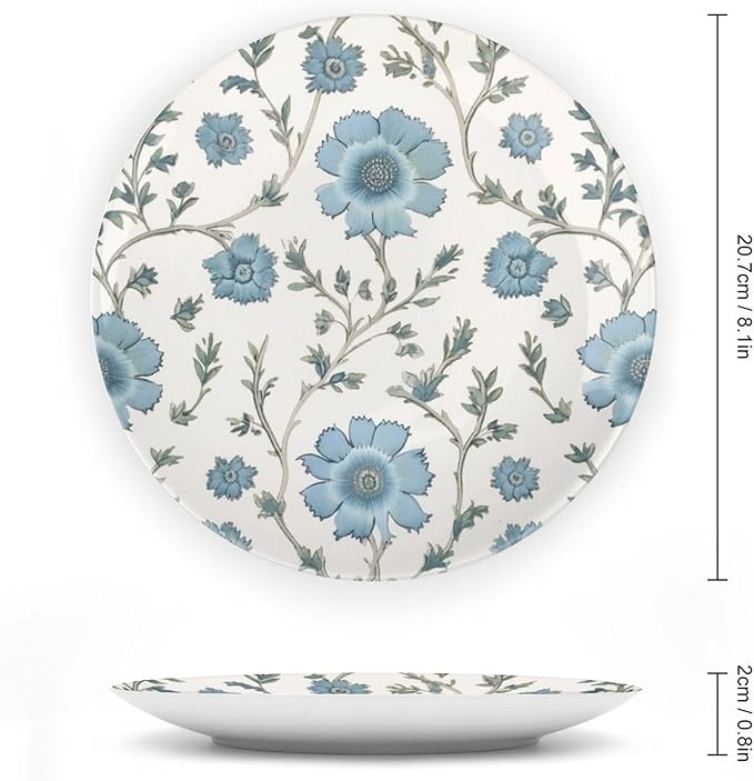 Blue And White Mughal Flower Plates Ceramic for Display Wedding Home Supplies Housewarming Gifts Table Holiday Party Decorations Customize Gifts for Men Women Thanksgiving, 6", 7", 9", 10"