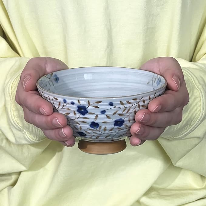 Traditional Style Japanese Ceramics Rice Bowl Chawan Pottery, Dishwasher Microwave Safe Made in Japan (Kohiki Kozakura, Medium (oohira))