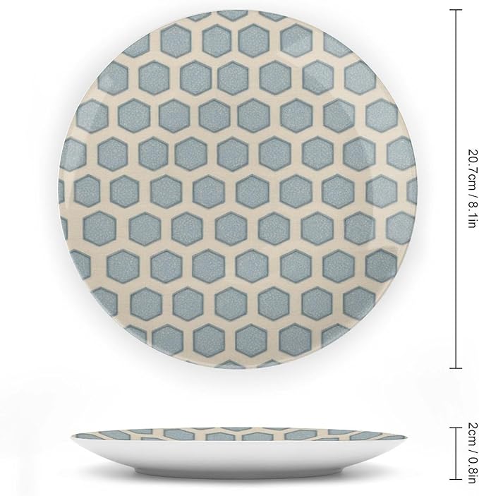 Sage Green Mid Century Geometric Plates Ceramic of 6", 7", 8", 10", Personalized Christmas Design Chinese Plates, Custom Gifts, Farmhouse Display Decorations Festival, with Vertical Stand