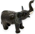 ChangThai Design Tiny 2½" Black Elephant Standing Lift Trunk Figurine - Miniature Hand Made Painted Ceramic Asian Elephants Cute Wildlife Animals Porcelain Decorative Collectible Figurines Décor Gifts