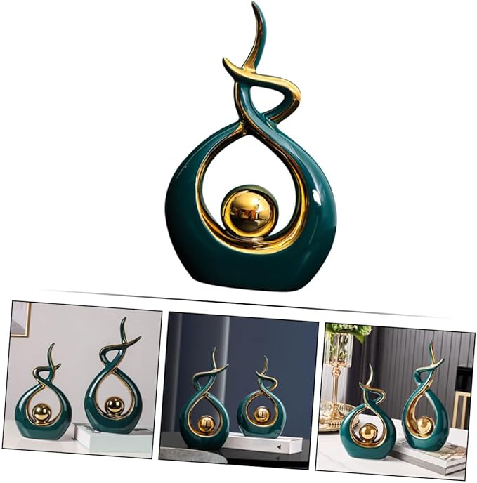 Happyyami Ceramic Abstract Art Sculpture for Living and Dining Decoration Decor and Unique Design Centerpiece for Tabletop Shelf