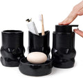 BosilunLife Modern Ceramic Bathroom Accessories Set, Bathroom Counter Set Matte Black Bathroom Decor Sets Accessories Bathroom Lotion Soap Dispenser, Toothbrush Holder Set, Soap Dish, Apothecary Jars