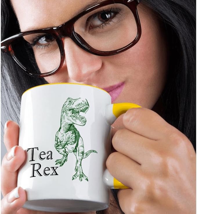 3dRose Tea Rex. 11oz Two-Tone Yellow Mug