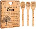 Gran Gifts - "Recipe for a Special Gran" Gran Gifts for Grandma Cutting Board Set, Bamboo-Made Engraved Utensil Set Gifts for Gran Cutting Board, Best Gran Ever Gifts.