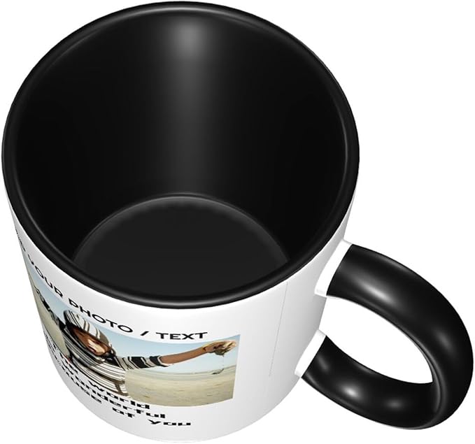 Custom Mug With Pictures, Personalized Coffee Mugs, Ceramic Coffee Cups Tea Cup for Office and Home, Add Multiple Images Funny Gift for Birthday Xmas Father & Mother Day, Black