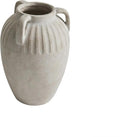 Three Handled Ceramic Vase, 10 Inch Ivory Tabletop Flower Vase for Home Decor, Modern Sculptural Centerpiece with Unique Triple Handles for Living Room Shelf Entryway