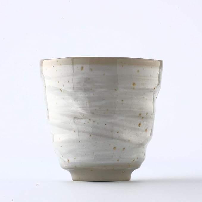 Product of Gifu Japan Mino Yaki(Ware) ceramic Handmade Japanese Tea Cups Sake Green Tea Yunomi Tea cup Mug, Japanese Poem Design(Rabbit, Owl, Cat, Jizo), Gray 6.1 fl oz