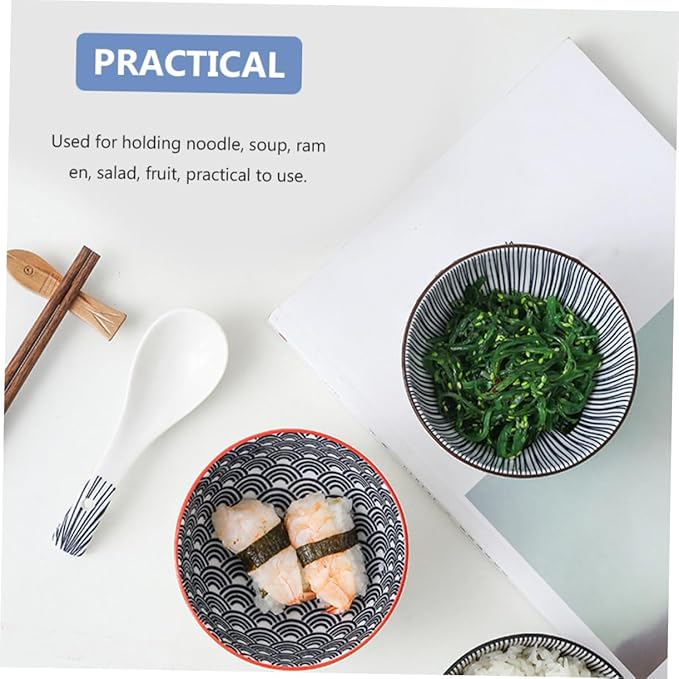 MERRYHAPY Ceramic Rice Bowl Square Shape Decorative Salad Bowl Set Home Kitchen Dinnerware