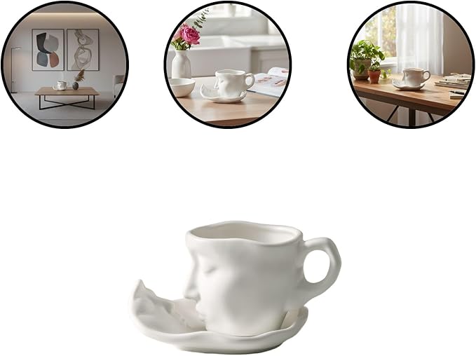 Artistic Ceramic Coffee Mug with Sculptural Face Design for Home Decor and Gift Giving