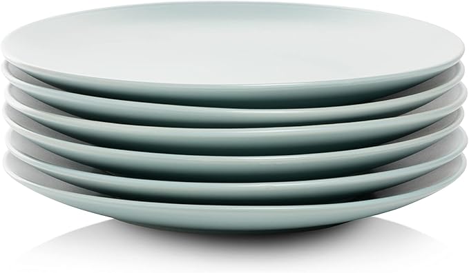 10 Strawberry Street Wazee Matte 8.25" Coupe Salad Plate, Set of 6, Mineral Blue
