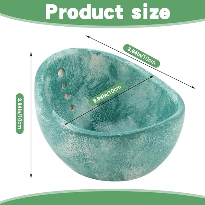 Pottery Herb Stripper Bowl, Handmade Ceramic Herb Peeling Cup with Different Hole Sizes for Separating Leaves and Stems (Blue)