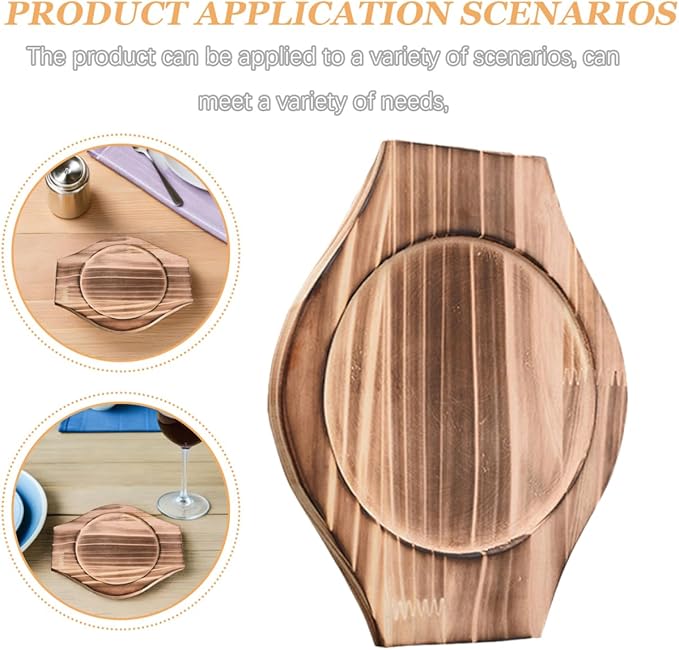UPKOCH UPKOCH 2 Sets Korean Stone Bowl Wood Base, 9.4" Wooden Trivets for Hot Dishes (Fits 6-inch), Heat Resistant Pot Holder Tray for Casserole and Ceramic Pots