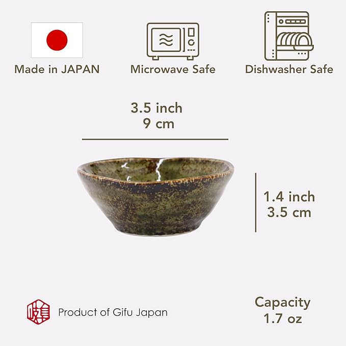 Mino Ware Sake Cup Set, Jomon Choko, Green, Karatsu, Shino, Kuro Glass, 3.5 inch, Japanese Ceramic Sake Cup, Ochoko, Set of 4