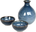 有田焼やきもの市場 Sake set 3 pcs made in Japan ceramic Arita ware 1 pc Tokkuri bottle and 2 pcs Cups AI Blue