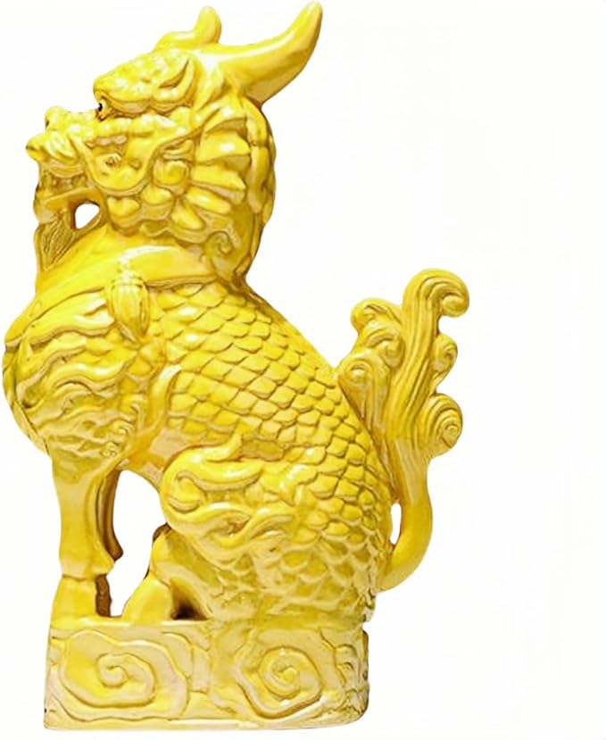 Sculptures/Statues Auspicious Kirin Sculpture Living Room Study Desk Decoration Feng Shui Ornaments Asian Art Collection - Golden