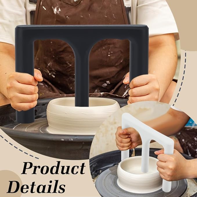 WEBEEDY 2 Colors Pottery Ball Opener Tool Pottery Base Bottom Guide Plastic Lightweight Tools for Ceramic Vessel Rim Sizing Potterys Studio Home Crafting Valentine's Day Decoration, 5.9x0.98x4.4 Inch