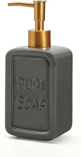 Ceramic Retro Soap Dispenser with Gold Pump, 15oz Capacity, Premium Ceramic Design for Bathroom or Kitchen (Grey)