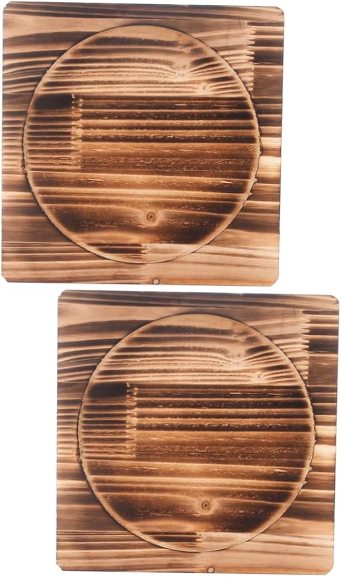 Unomor 2pcs Heat Insulation Pad for Stone Bowls Wooden Mat Outer Inner Easy to Clean Heat Pad for Kitchen Countertop Use