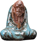 Purple Sand Bodhidharma Statue 7 cm Zen Bodhidharma Buddha Statue Meditation Ceramic Sculpture Home Tea Room Desktop Decoration Ornaments (Blue)