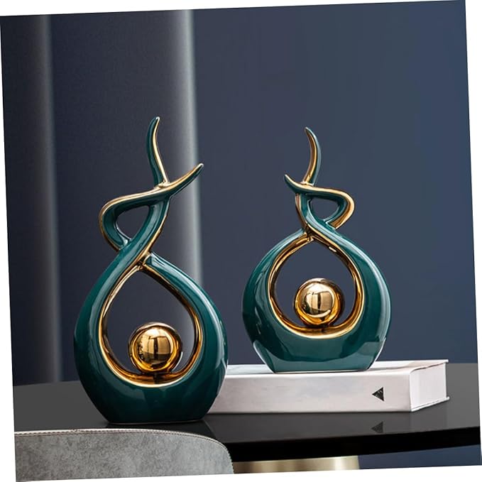 OUNONA Modern Abstract Ceramic Sculpture Decor Artistic Figurine for Bookshelf Living Dining Table Unique Home Accent Lightweight and Stylish Present Idea