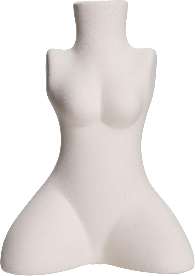 Elegant Female Torso Ceramic Vase – Minimalist Abstract Body Sculpture for Home, Office, and Living Room Décor – Modern Aesthetic, Perfect for Floral Arrangements, Dried Flowers, Standalone Art Piece.