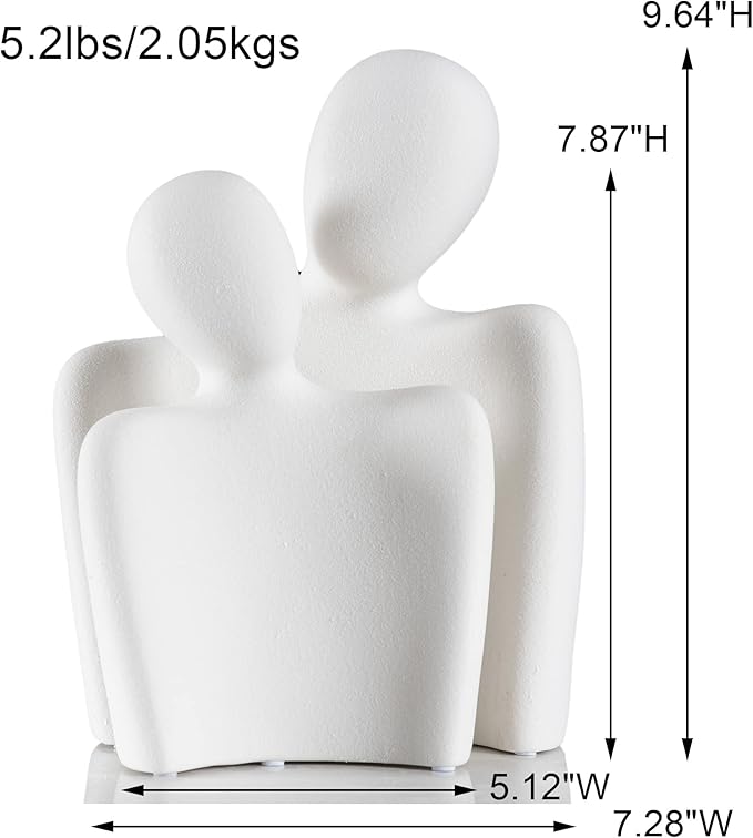 BUTILIVEEN Couple Sculptures Boho Decor, Aesthetic Statues for Coffee Table, Nightstand and Shelf, Minimalist Ceramic Art, Large, White