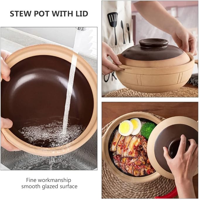 Large Ceramic Bowls, 1 Pc ceramic casserole boiling pot Porcelain Hot Pot Pot korean stone pot Oven enamelware cookware - Soup Pot induction ceramics -20.5X20.5X7CM(18.5X18.5X7CM)