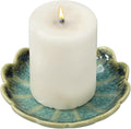 uxcell Candle Holder Plates, 4 Inch Ceramic Candle Tray Tealight Incense Holder Dish Candlestick for Tea Light Aromatherapy Wedding Rustic Vintage Home Decor, Sunflower Green