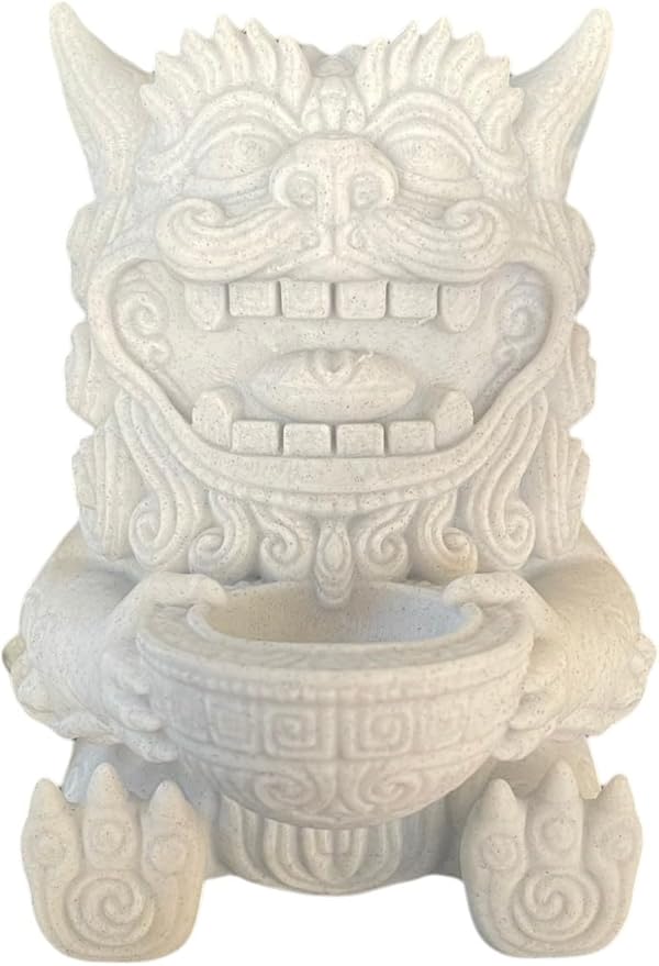 Wall Planter – Chinese Foo Lion Guardian Flower Pot, Hanging Dragon Dog Planter for Indoor & Outdoor Garden Decor, Unique Wall Art for Plants & Succulents (White Marble Stone, Regular 5.8" Height)