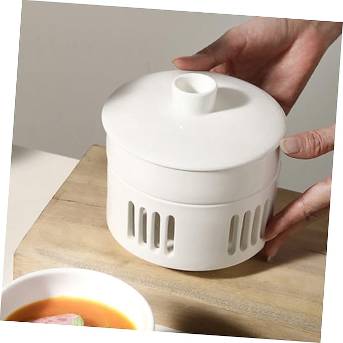 Alipis Cubilose Soup Stew Bowl Candleholder Ceramic Multi-functional Heating Pot for Sea Cucumber and Bird's Nest Decorative Design for Use