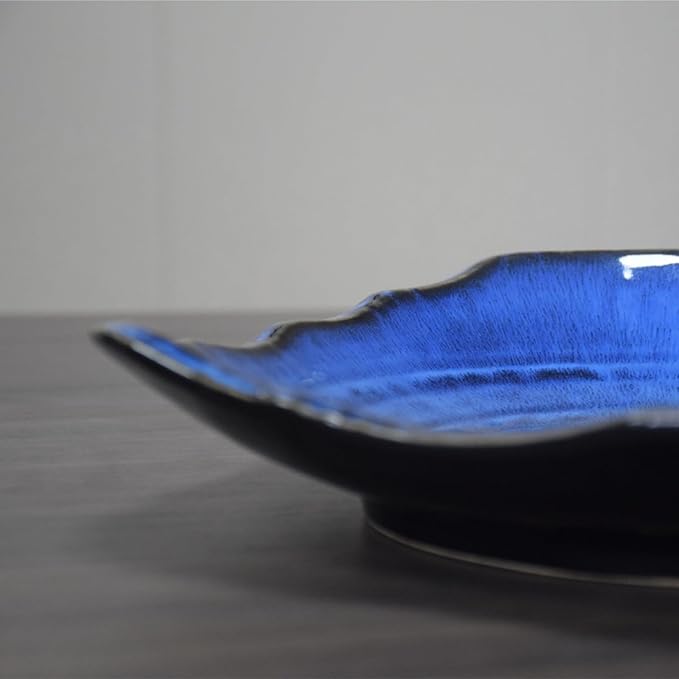 10'' Large Decorative Bowl - Ceramic Decorative Dish for Kitchen Counter, Key Bowl for Entryway Table, Modern Centerpiece Decor Dish for Home Decor Accents, (10”BIUE)