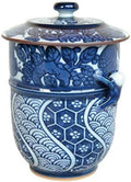 有田焼やきもの市場 Japanese Yunomi Tea Cup with Lid Arita Imari ware Made in Japan Kacho-Ikkanjin Blue