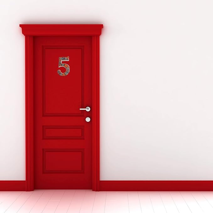 Large Ceramic Housewarming Sign Ceramic Address Plaque House Numbers Sign Door Personalized Coloured Decorative Hand Decoratede Housewarming Gifts Tulip Design 12 * 9 cm (Orange, 8)