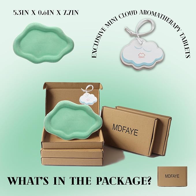 Jewelry Dish Trinket Tray for Women, Ring Dish Holder, Unique Cloud Shape Ceramic Plate Cute Things Vanity Aesthetic Room Decor Mother's Day Birthday (Flocked Green)