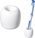 Urbanstrive Ceramic Toothbrush Holders for Bathrooms, Sleek Tooth Brush Holder Toothbrush Stand Tooth Brushing Holder, Portable Bathroom Accessories Organizer, White, 1 Pack