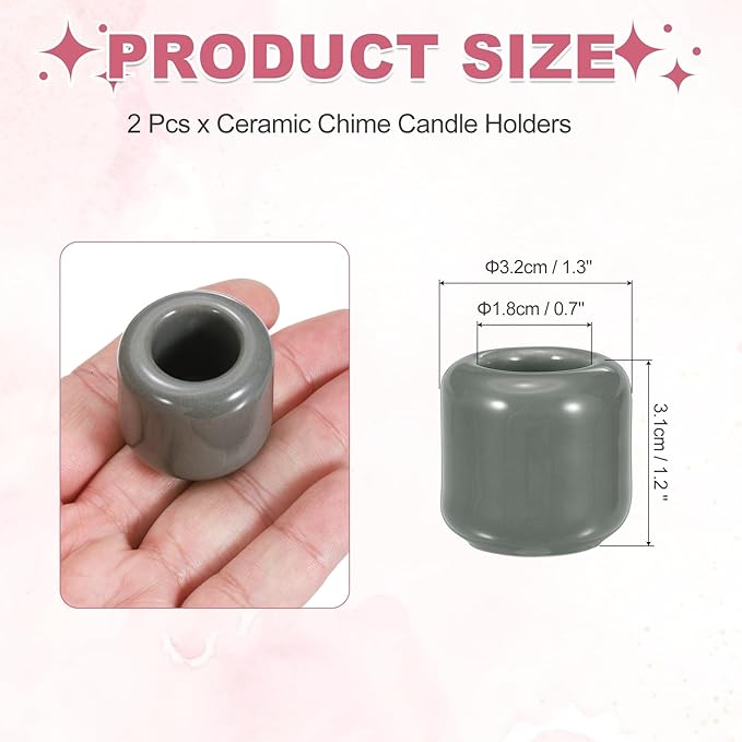 uxcell 2 Pcs Ceramic Chime Candle Holders, Small Ceramic Candle Holders for Birthday Parties Dinners Weddings Table Centerpiece Gatherings Anniversaries Occasions, Gray