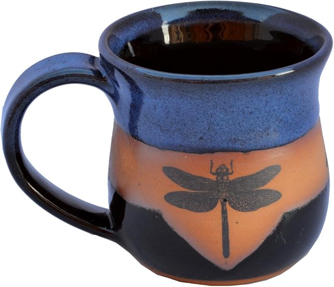 ALWAYS AZUL POTTERY Dragonfly Mug in Garcia Blue Glaze - Handmade Ceramic Coffee Mug - Stylish and Unique Handcrafted Artistic Drinkware - Polished Clay Cups, Great for Coffee, Tea, and Art Lovers