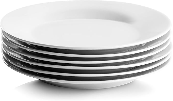 10 Strawberry Street Simply White 7.5" Round Salad Plate, Set of 6