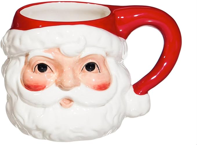 Cypress Home Vintage Santa Ceramic Christmas Mug | 14 ounces | Coffee Cup for Coffee, Tea, Hot Chocolate, and Holiday Gifts Presents