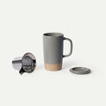 MORA Ceramics Large Tea Mug with Loose Leaf Infuser and Ceramic Lid, 18 oz, Portable, Microwave, Dishwasher Safe, Tall Coffee Cup - Rustic Matte Ceramic Glaze, Modern Herbal Tea Strainer, Peppercorn