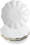 White Small Dessert Plates Set of 4,Ceramic Dinner Plates 6 Inch for Appetizer, Fruits, Cake, Salad,Microwave Safe,Christmas Gift