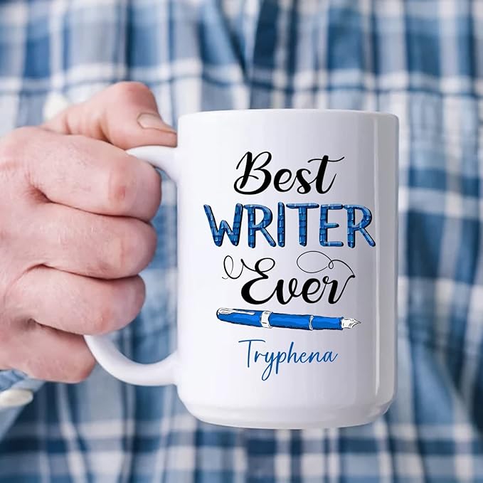 Personalized Author - Writer White Mug, Best Writer Ever Coffee Mug for Men/Women, Writer Ceramic Mug 11oz 15oz Gift for Birthday/Retirement, Customized Writing Cup Gifts for Poet/Novelist