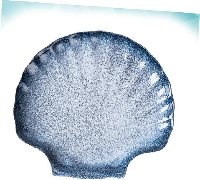 Creative Shell Shape Ceramic Plate Blue Tone Household Dinnerware for Salad Pasta Fruits Easy-clean Porcelain Dish for Home Restaurant Hotel Use